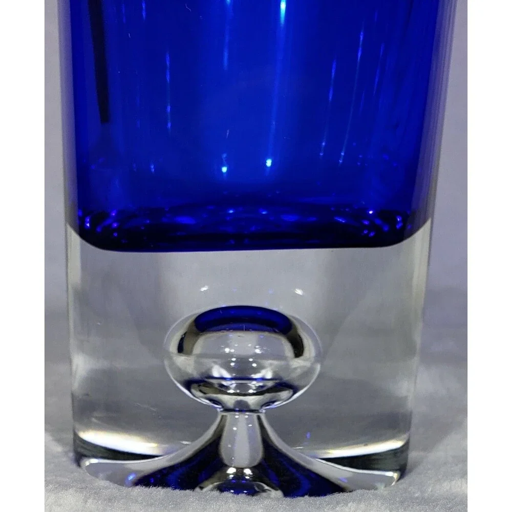STUNNING Colbalt Blue ~ Beautiful Krosno Vase ~ Poland.  Hand Blown, Bubble!